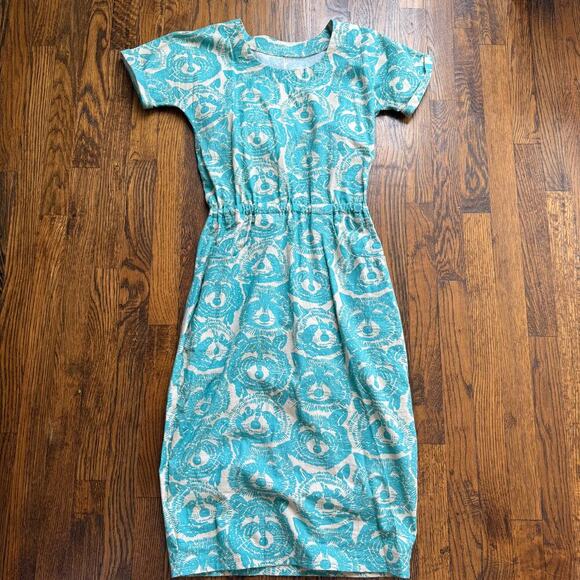 Raccoon Dress Handmade Amazing Quirky Trash Panda Dress Size XS/S Turquoise - Picture 1 of 7